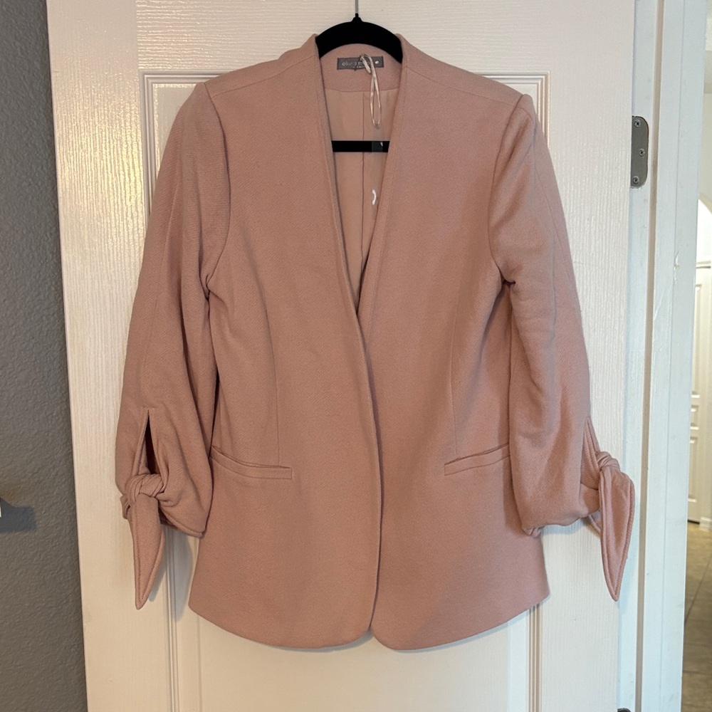 Olivia Moon Blush Pink Tie-Sleeve Blazer